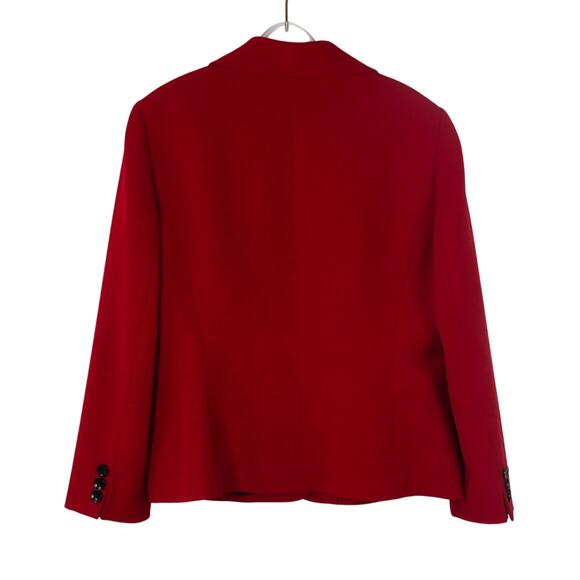 Vintage Kasper Red Blazer Notch Collar Black Buttons Size 10 - Picture 2 of 6